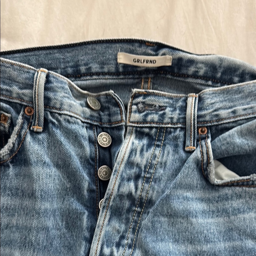GRLFRND Blue Classic Denim Jeans with Fading